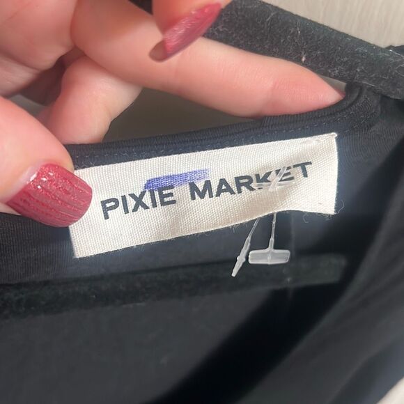 ✨Pixie Market Front Tie Cut Out Midi Black Sz Medium Dress✨ - Picture 6 of 7